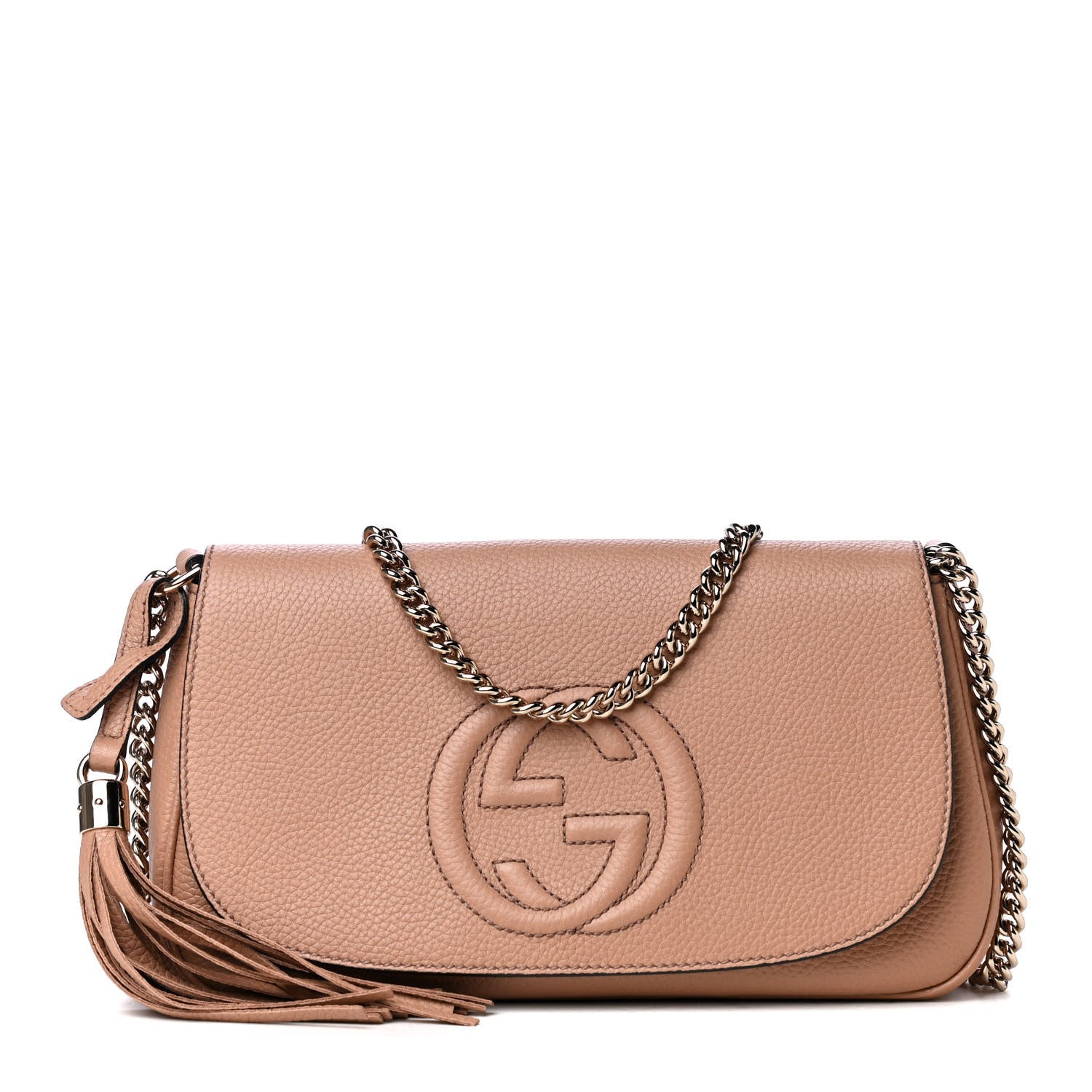 Gucci Pebbled Calfskin Medium Soho Flap Crossbody Camelia 1 of 5