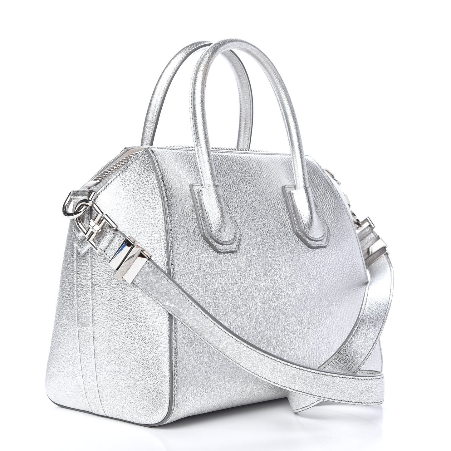 Metallic Sugar Goatskin Small Antigona Silver