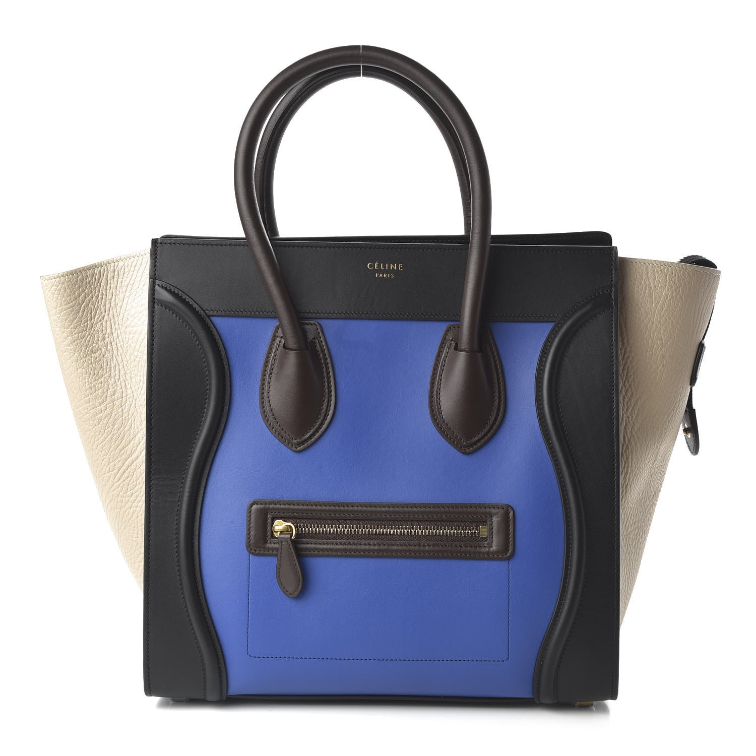 Celine Elephant Calfskin Mini Tri-Color Luggage Indigo 1 of 9