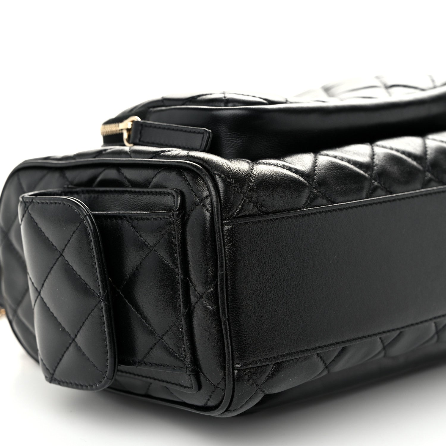 Chanel Shiny Crumpled Lambskin Quilted Medium Preppy Pocket Camera Case Black 9 of 10