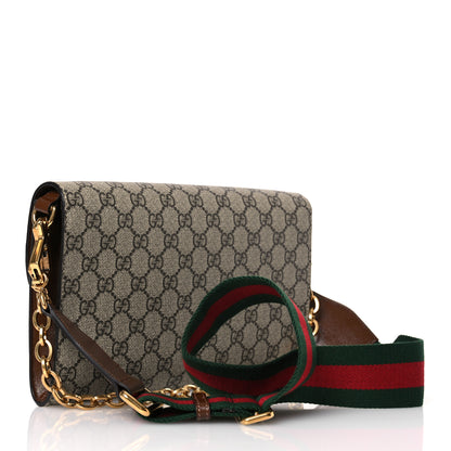 Gucci GG Supreme Monogram Azalea Calfskin Web Small Horsebit 1955 Crossbody Bag Beige Ebony Brown Sugar 3 of 11