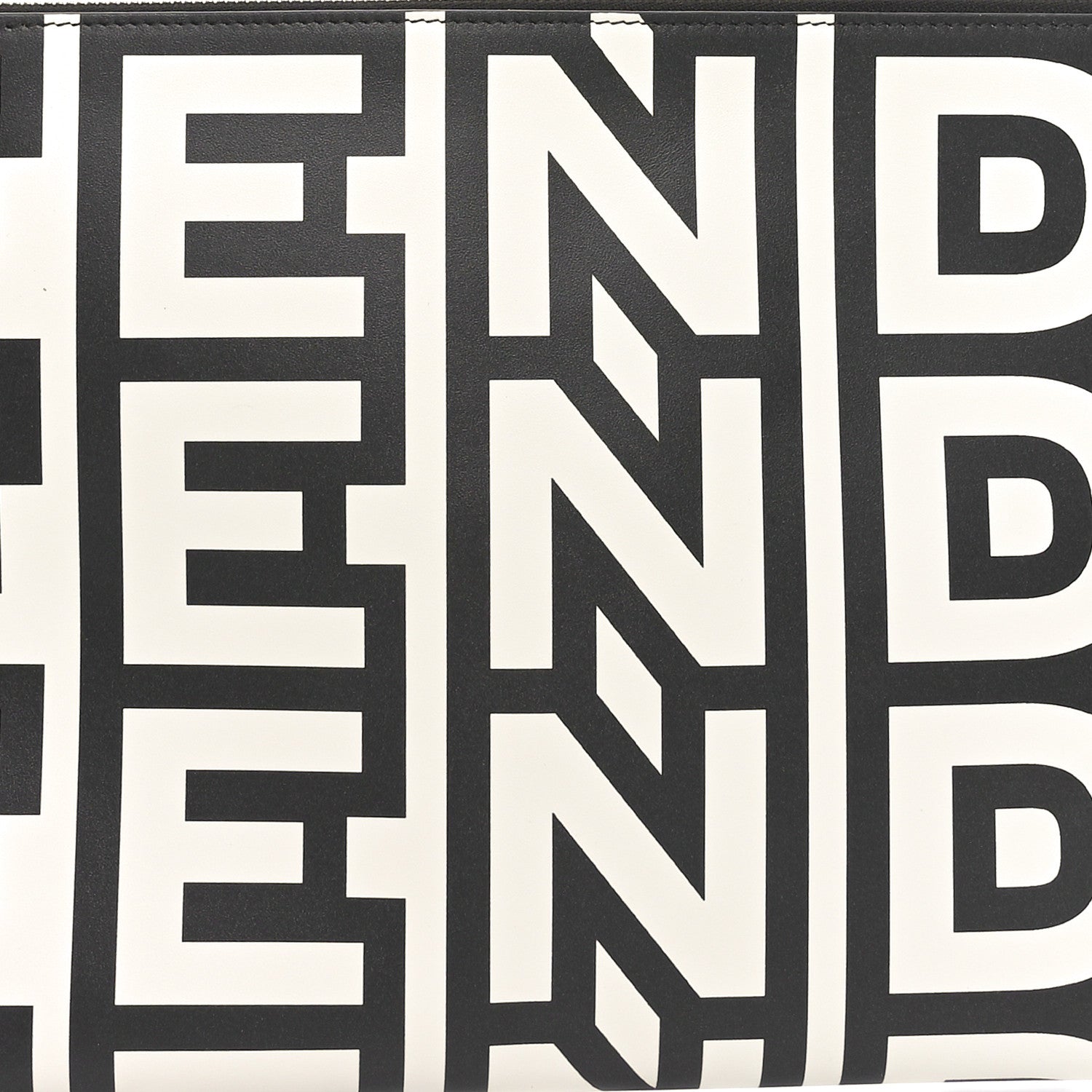 Fendi X MARC JACOBS Nappa Vitello King Logo Print Large Flat Pouch Black White 8 of 8
