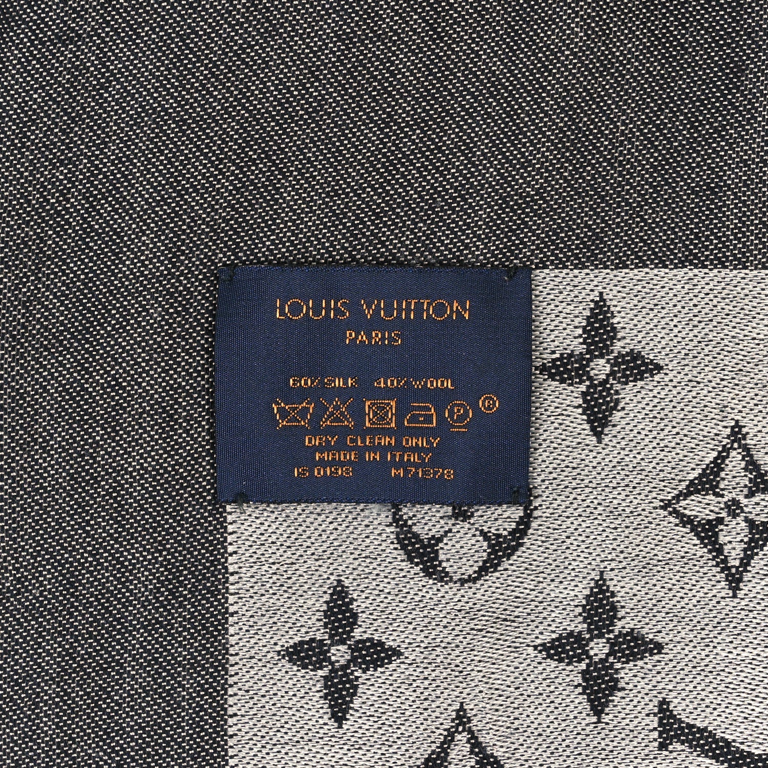 Louis Vuitton Silk Wool Monogram Denim Shawl Black 4 of 4