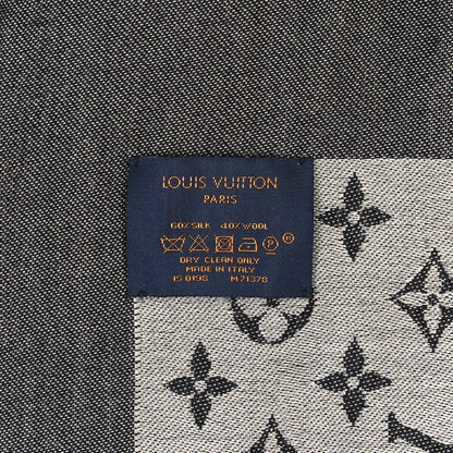 Louis Vuitton Silk Wool Monogram Denim Shawl Black 4 of 4