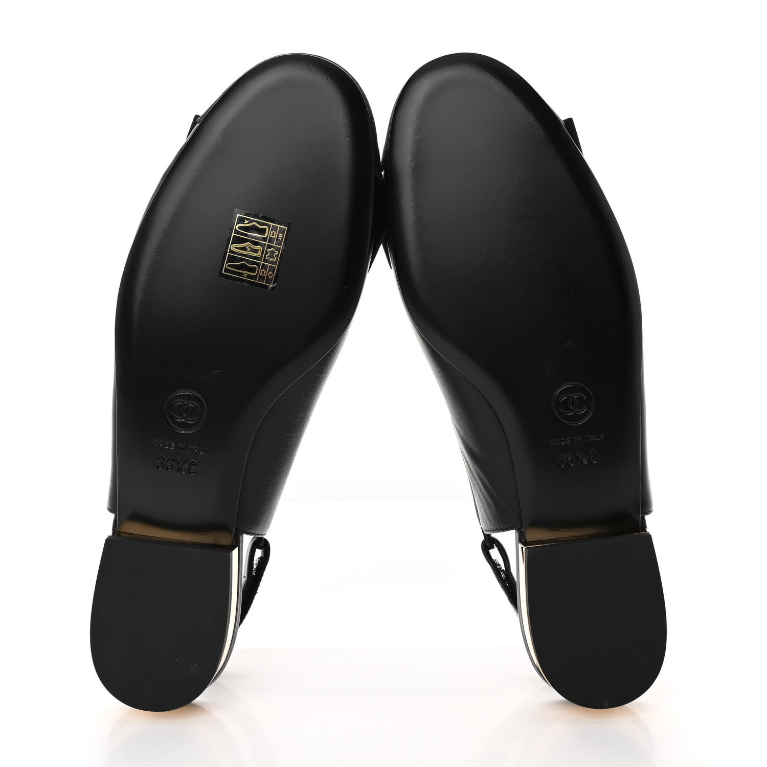 Chanel Lambskin Grosgrain Bow Cap Toe CC Slingback Flats 36.5 Black 5 of 11
