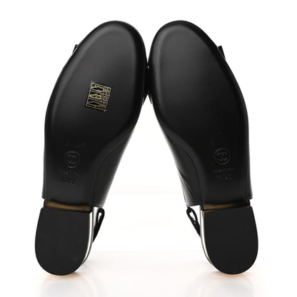 Chanel Lambskin Grosgrain Bow Cap Toe CC Slingback Flats 36.5 Black 5 of 11