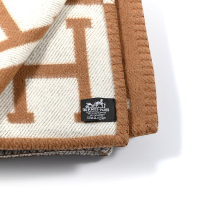 Hermes Wool Cashmere Avalon Blanket Ecru Camel 3 of 3
