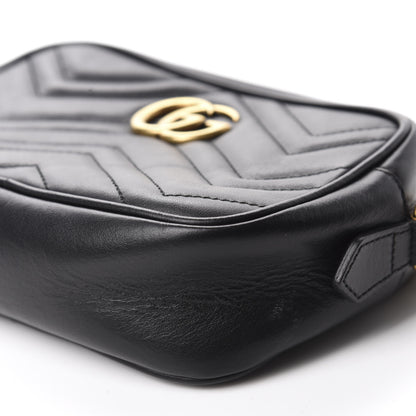 Gucci Calfskin Matelasse Mini GG Marmont Chain Shoulder Bag Black 7 of 10