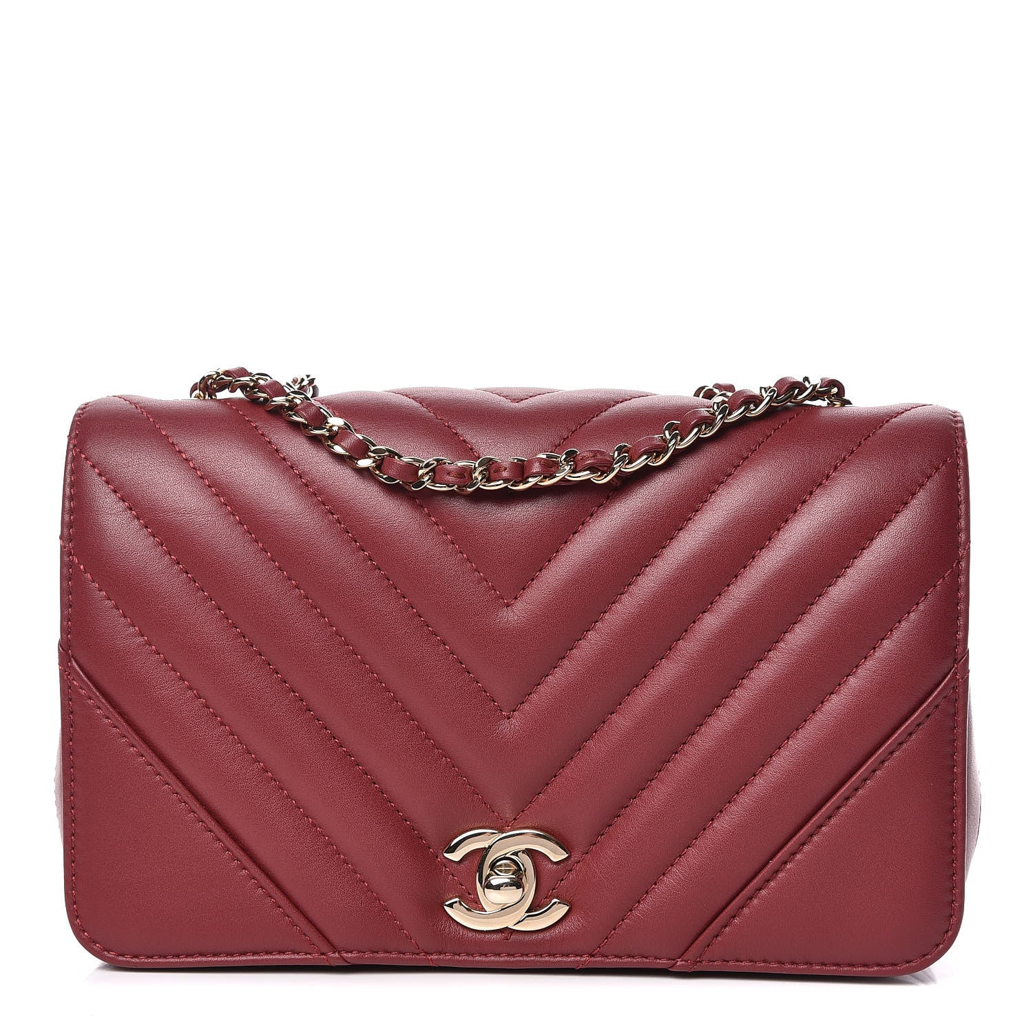 Chanel Calfskin Chevron Quilted Mini Statement Flap Burgundy 1 of 9