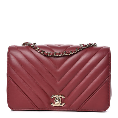 Chanel Calfskin Chevron Quilted Mini Statement Flap Burgundy 1 of 9