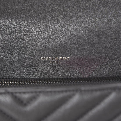 Saint Laurent Sheepskin Matelasse Chevron Monogram Medium College Bag Asphalt 8 of 13