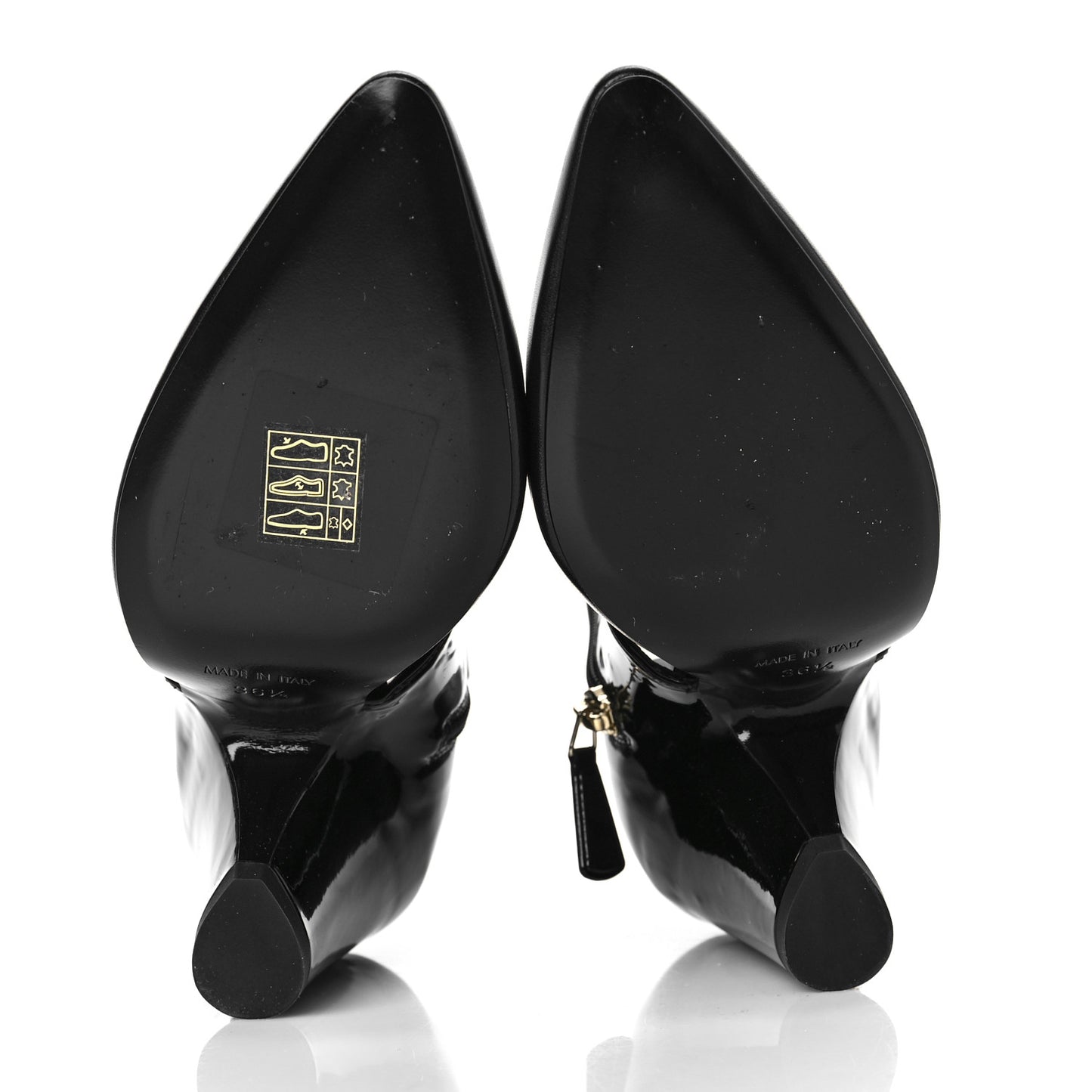 Patent Calfskin Short Ankle Boots 36.5 Black