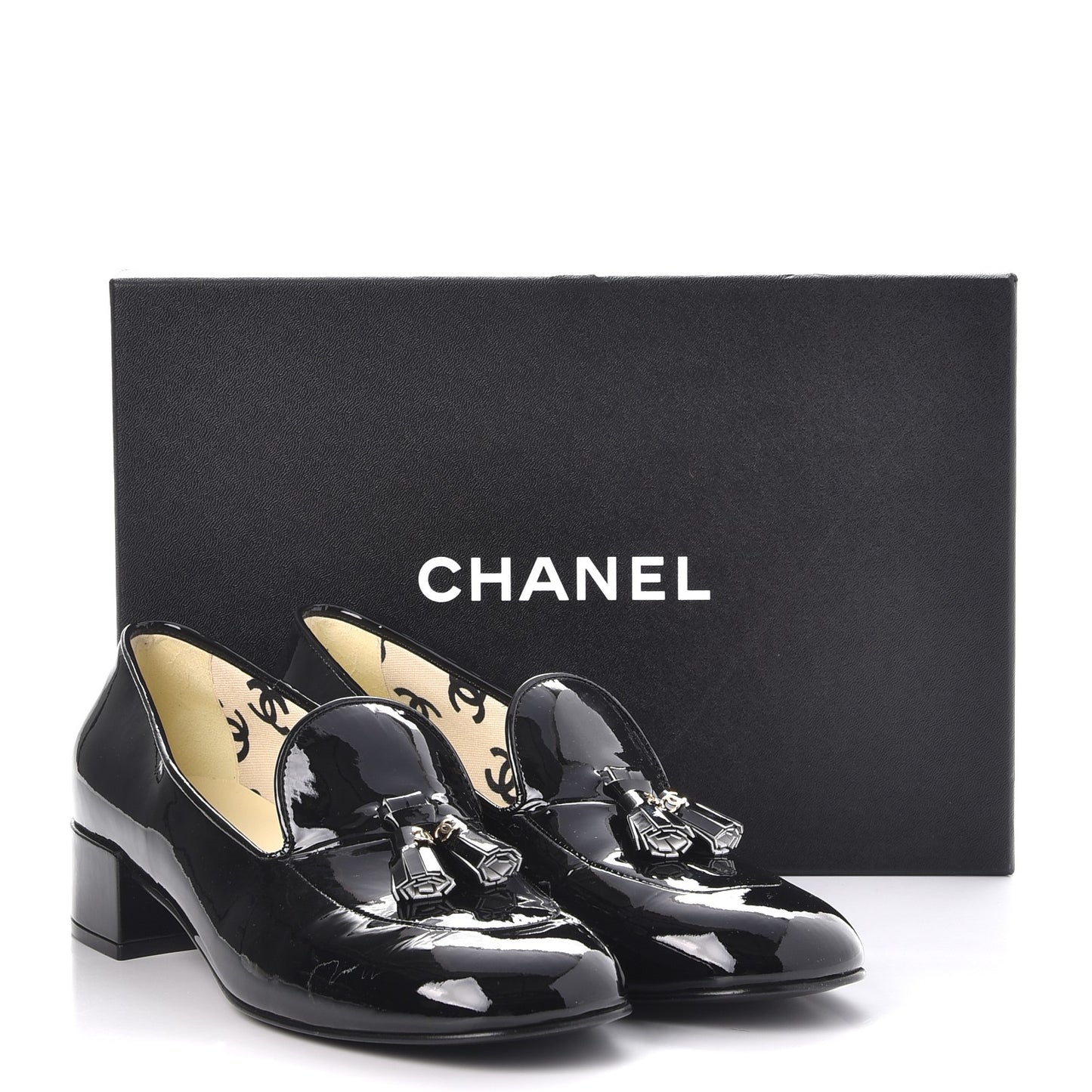 Patent Tassel Moccasin Loafers 41 Black