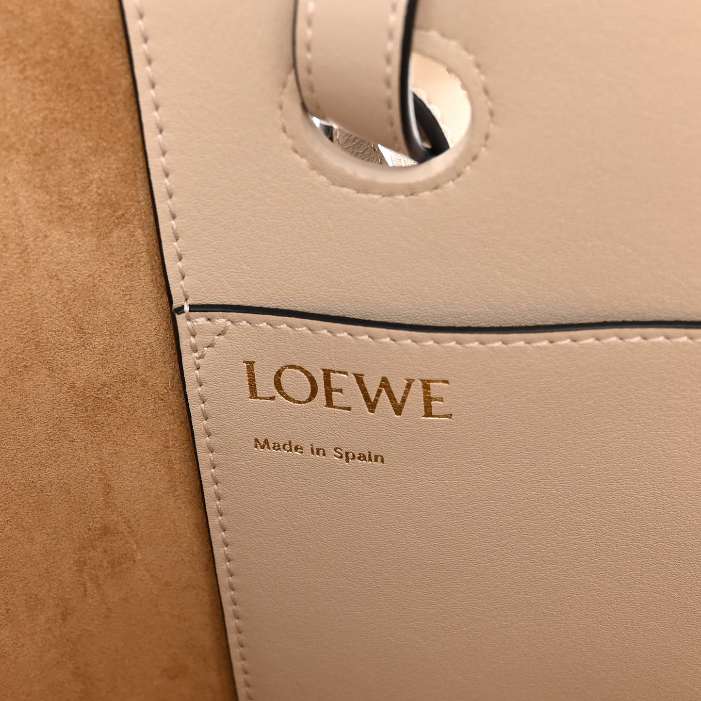 Grained Calfskin Small Anagram Tote Light Oat
