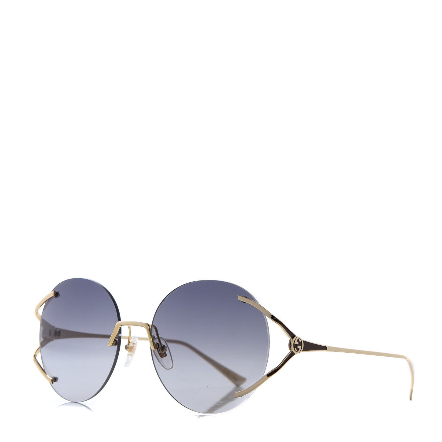 Metal Oversized Round Frame Sunglasses GG0645S Gold Grey