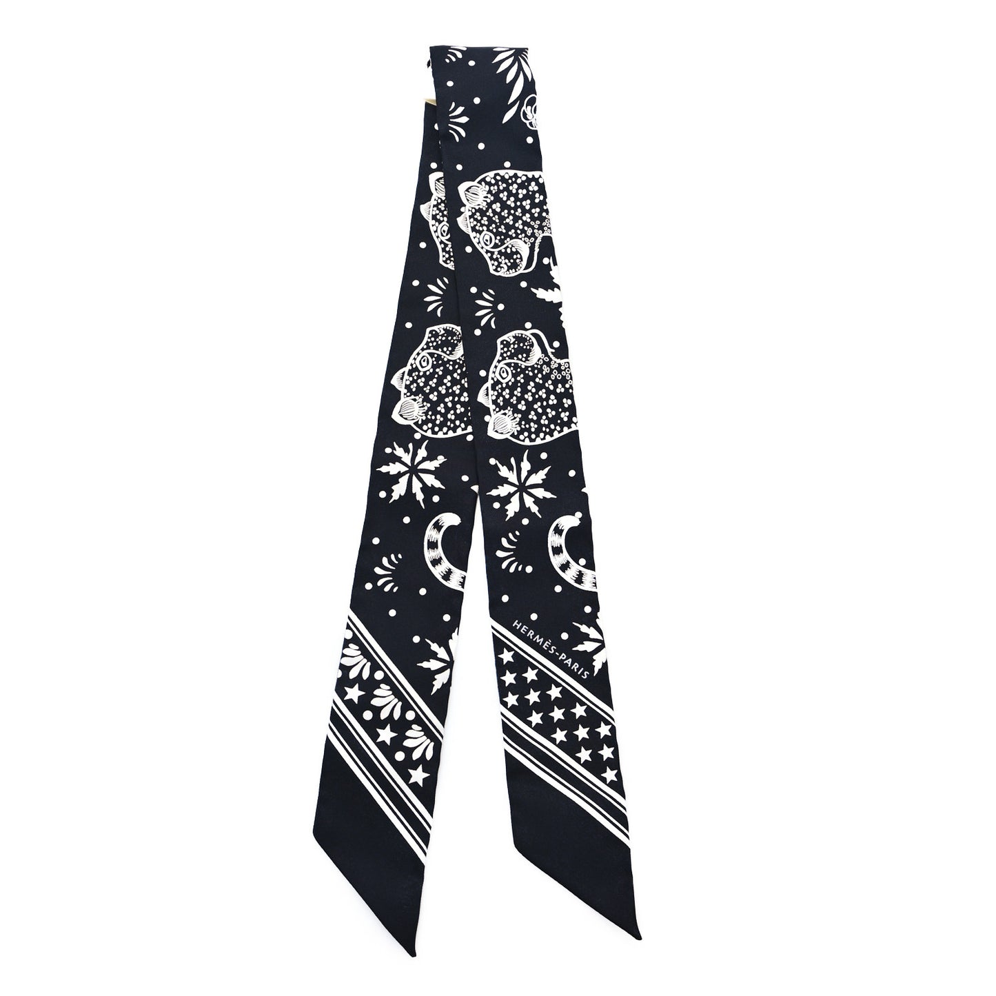 Silk Les Leopards Twilly Black White