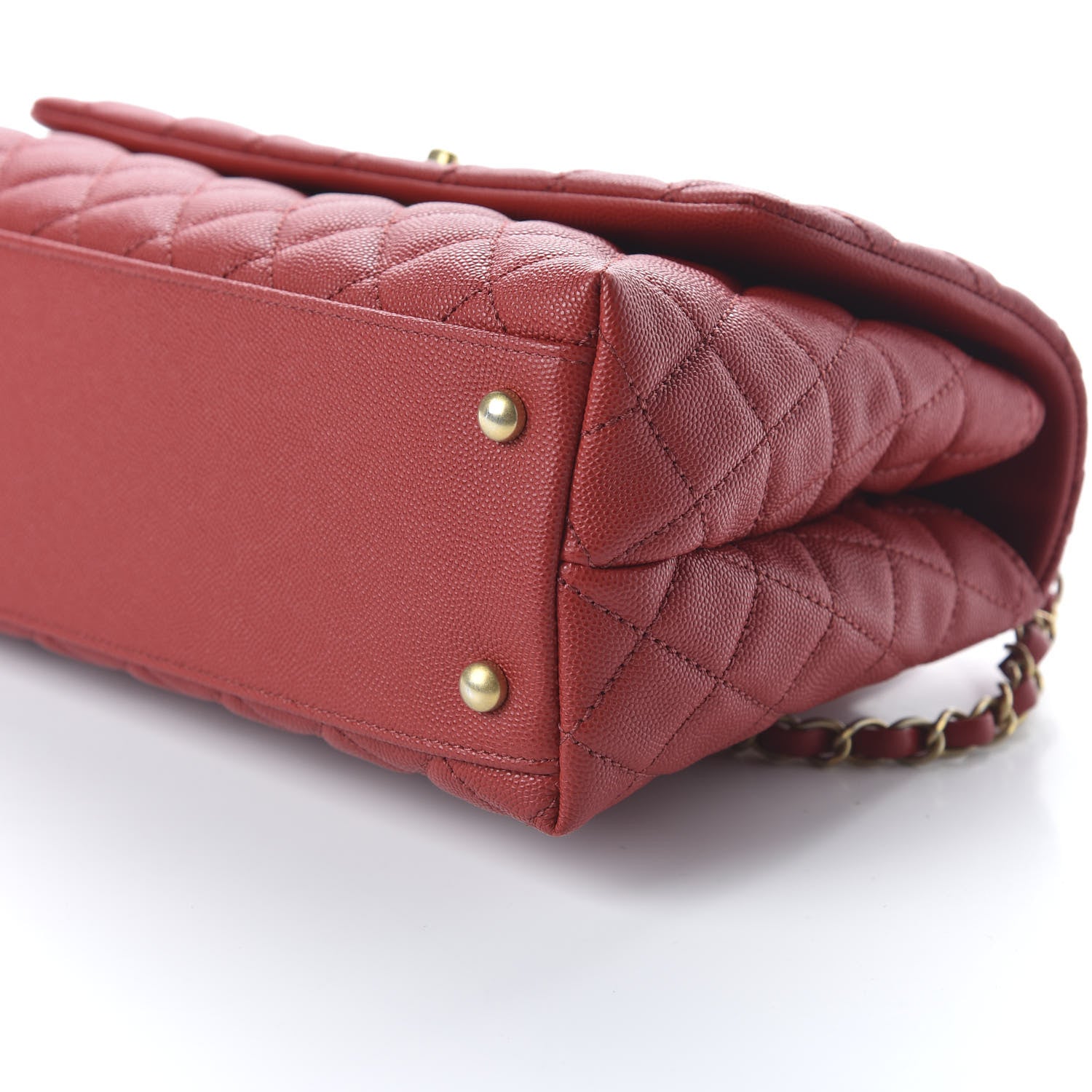Chanel Caviar Quilted Small Coco Handle Flap Red 7 of 11