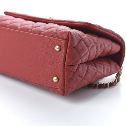 Chanel Caviar Quilted Small Coco Handle Flap Red 7 of 11