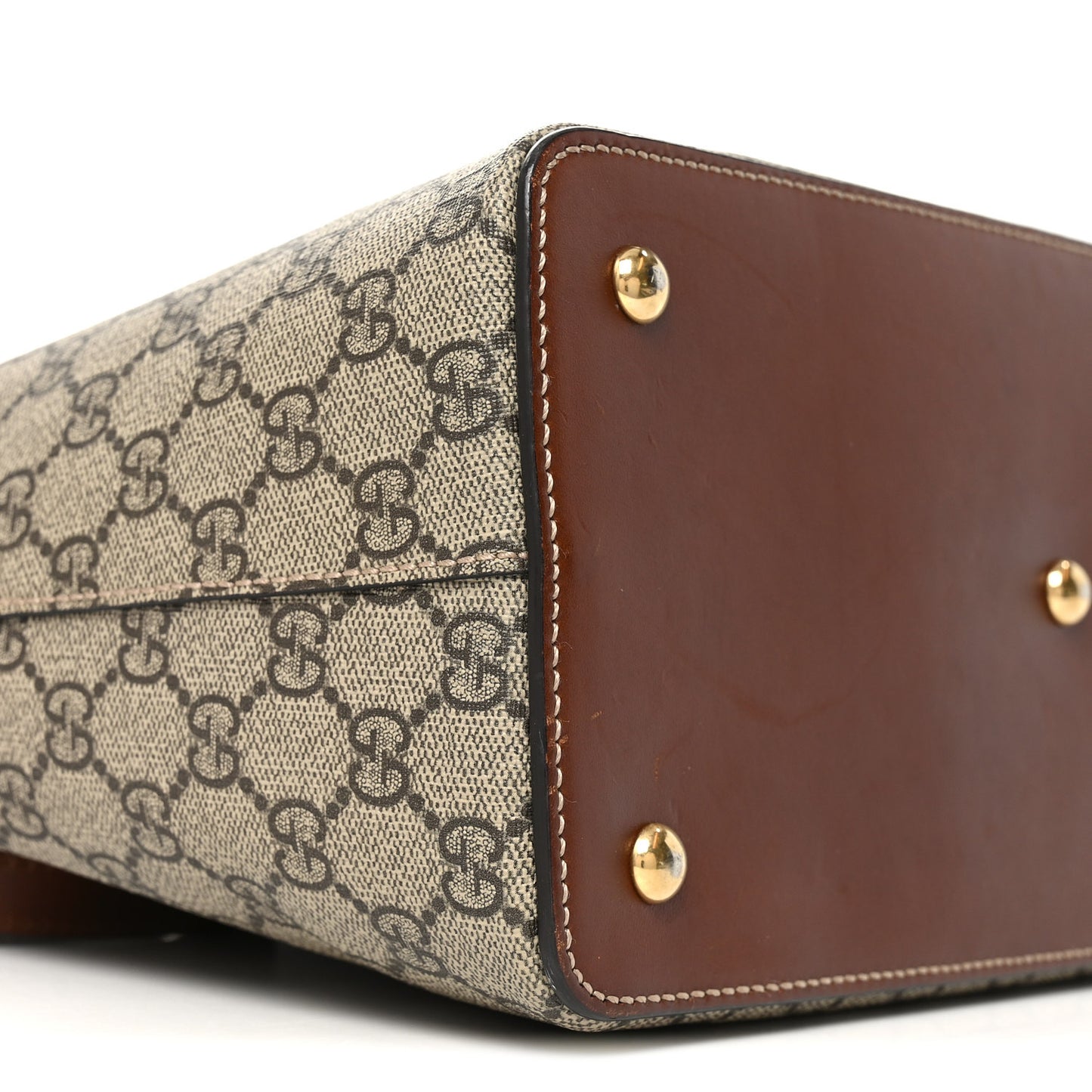 GG Supreme Monogram Linea A Foldover Tote Brown