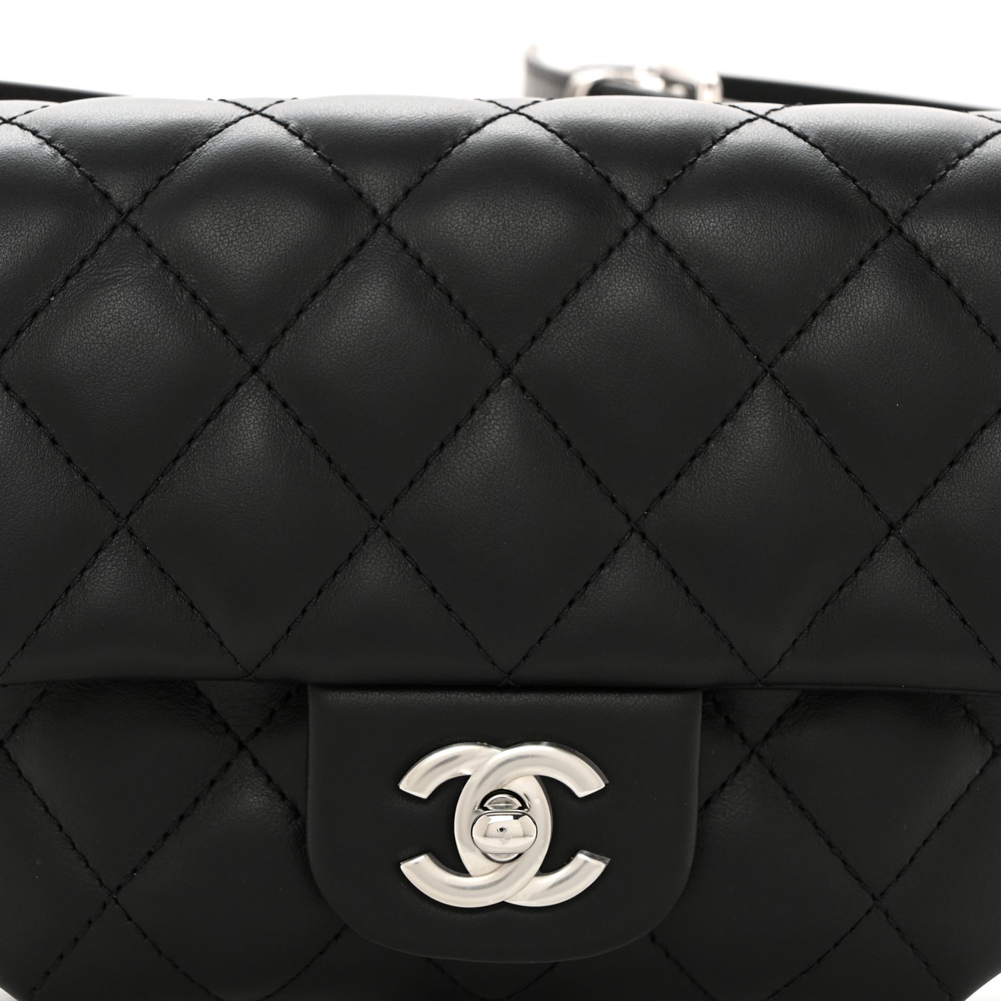Calfskin Quilted CC Uniform Flap Belt Bag Black