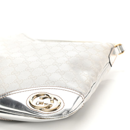 Gucci Metallic Monogram Medium New Britt Hobo Silver 7 of 9