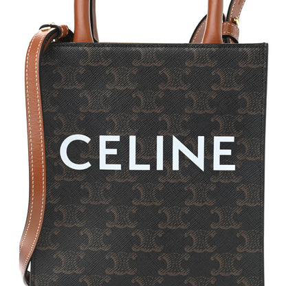 Celine Triomphe Canvas Calfskin Mini Vertical Cabas Tan 6 of 8