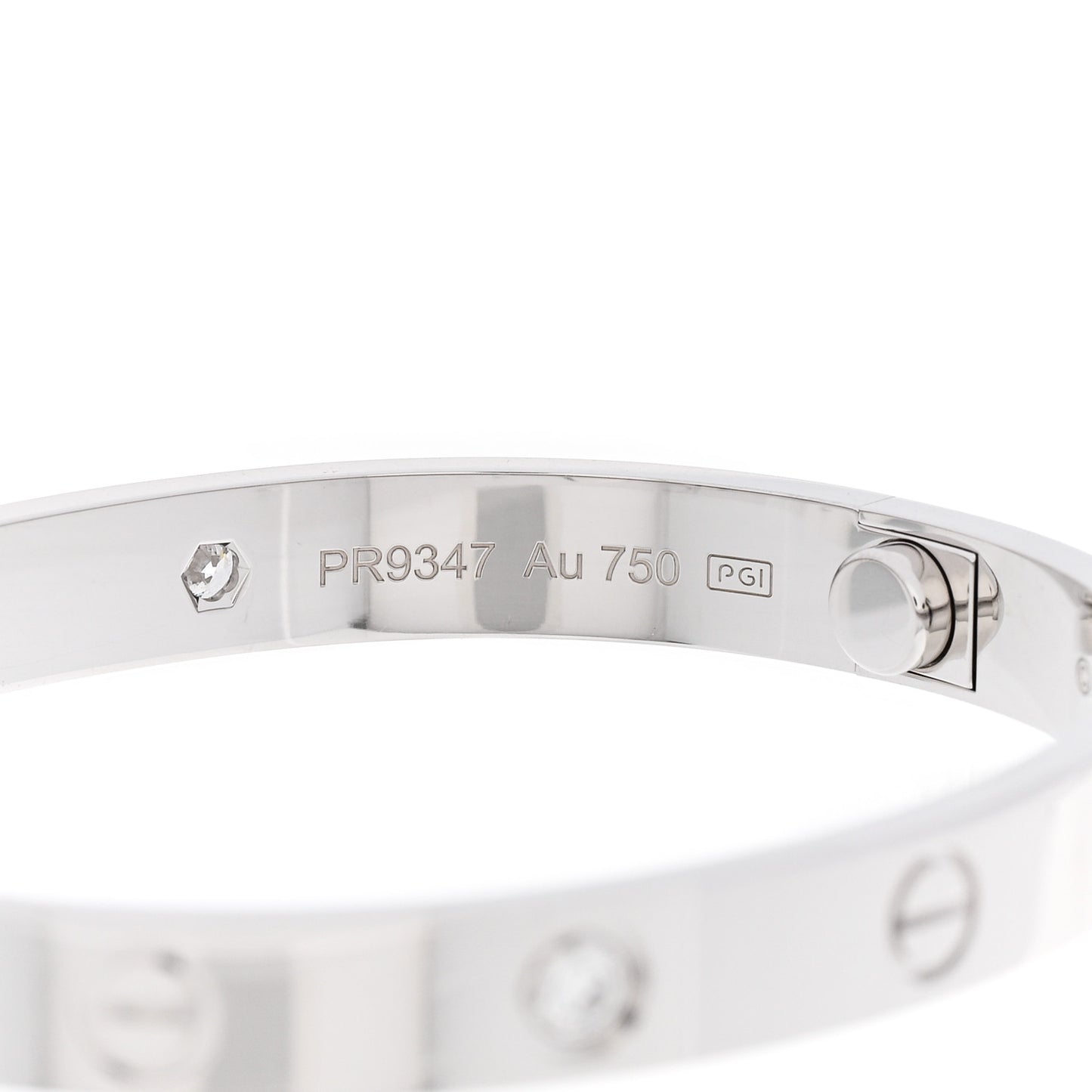 18K White Gold 4 Diamond LOVE Bracelet 16