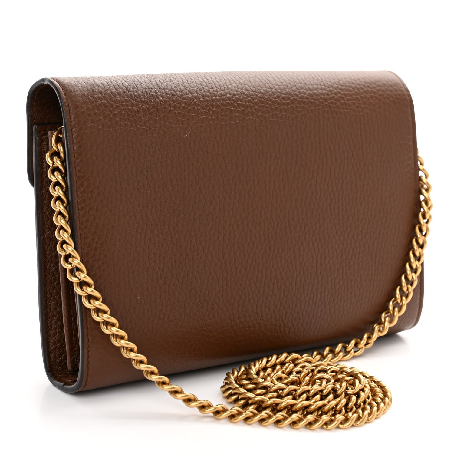 Gucci Cellarius Calfskin GG Marmont Chain Wallet Nut Brown 3 of 11