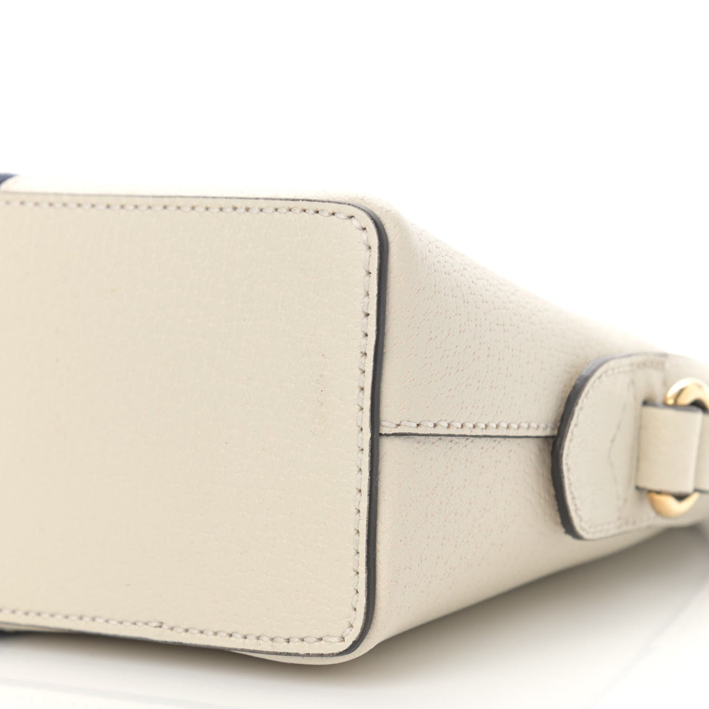 Textured Dollar Calfskin Web Small Ophidia Dome Shoulder Bag Mystic White