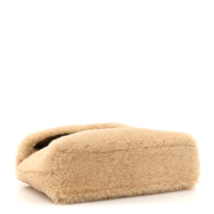 Saint Laurent Shearling Quilted Monogram Loulou Puffer Pouch Clutch Natural Beige Brick 6 of 11
