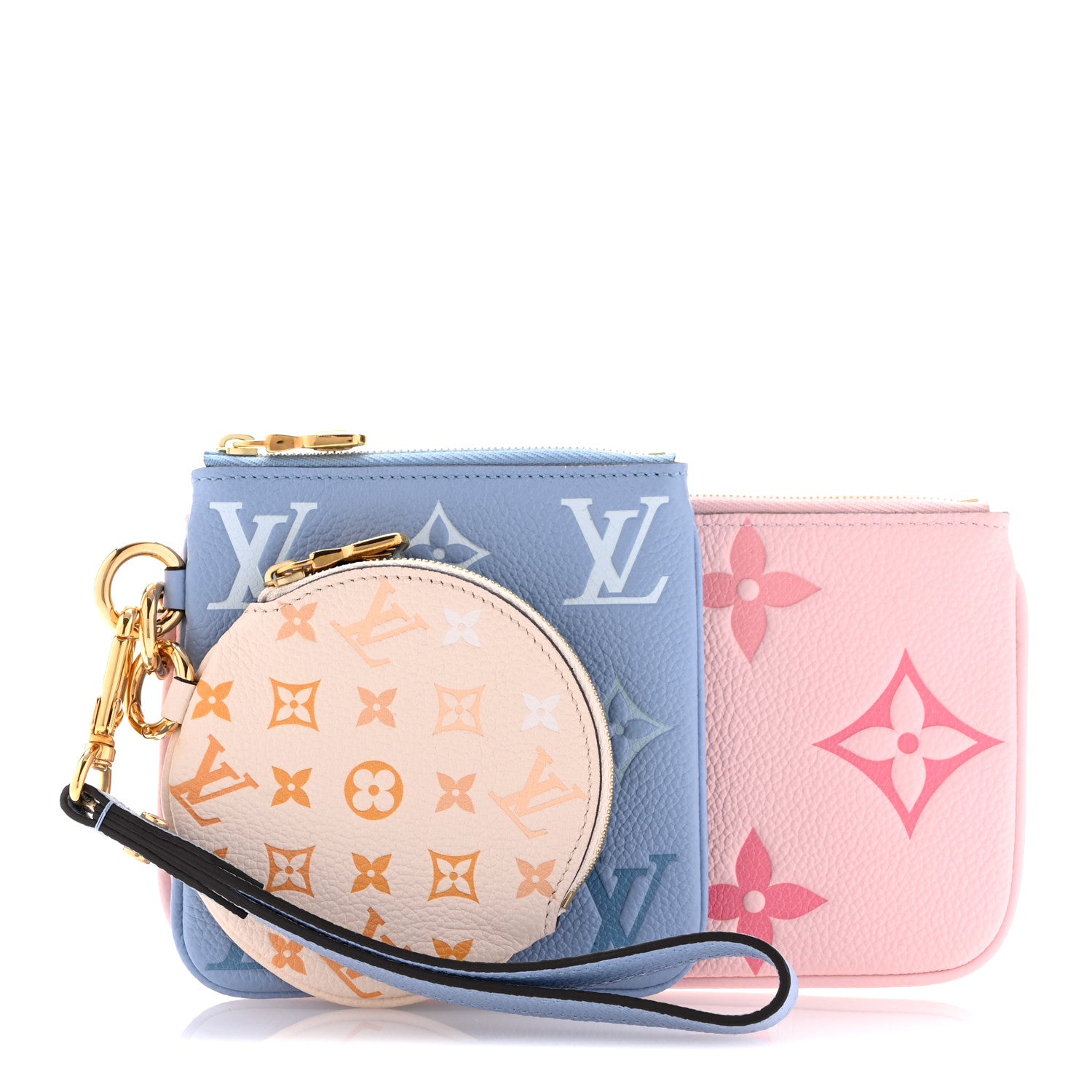 Louis Vuitton Empreinte Monogram Giant By The Pool Trio Pouch Rosebud Summer Blue Cream Saffron 1 of 11