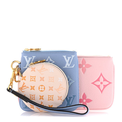 Louis Vuitton Empreinte Monogram Giant By The Pool Trio Pouch Rosebud Summer Blue Cream Saffron 1 of 11