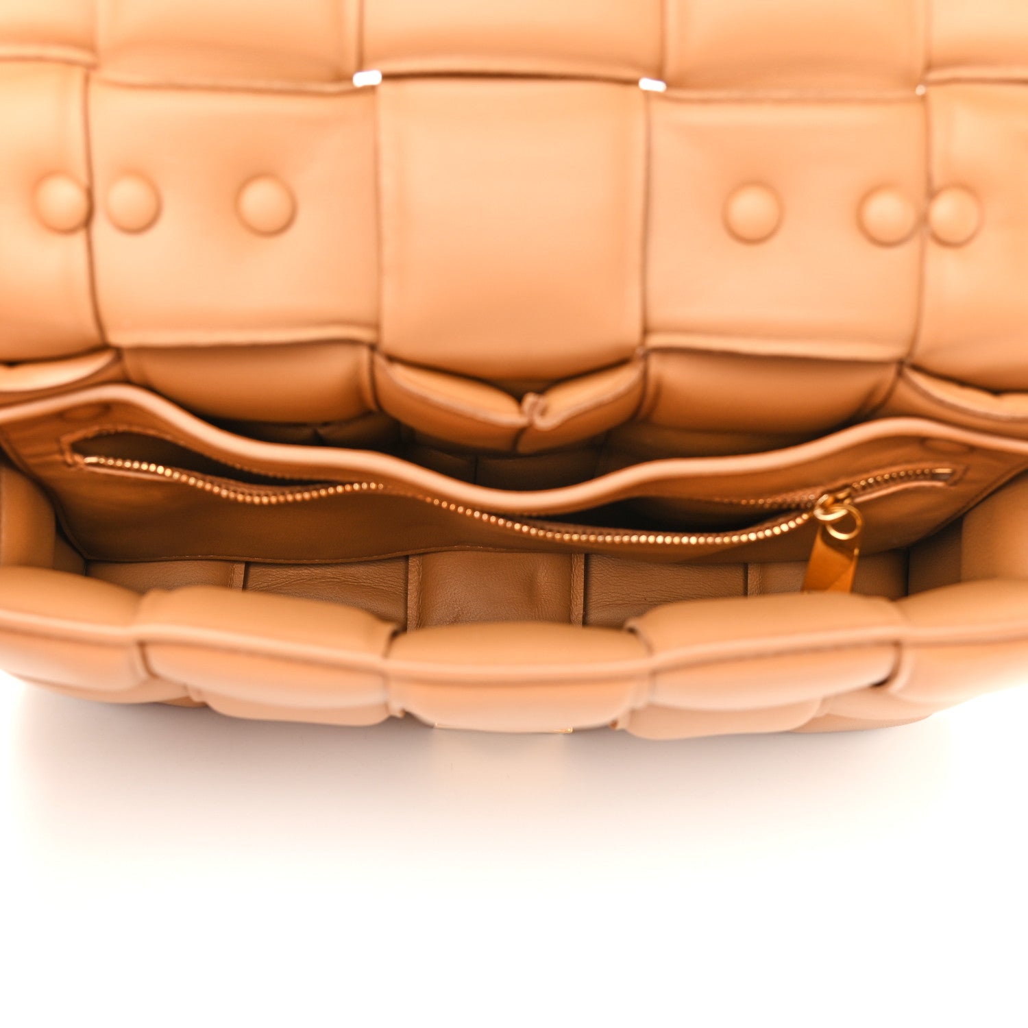 Bottega Veneta Lambskin Maxi Intreccio Padded Chain Cassette Crossbody Bag Caramel 4 of 9