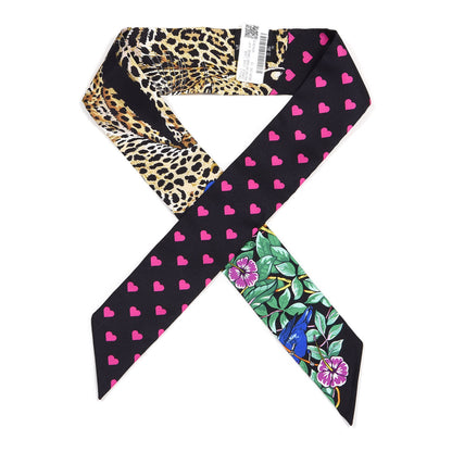 Hermes Silk Jungle Love Love Twilly Black Vert Rose Vif 1 of 4
