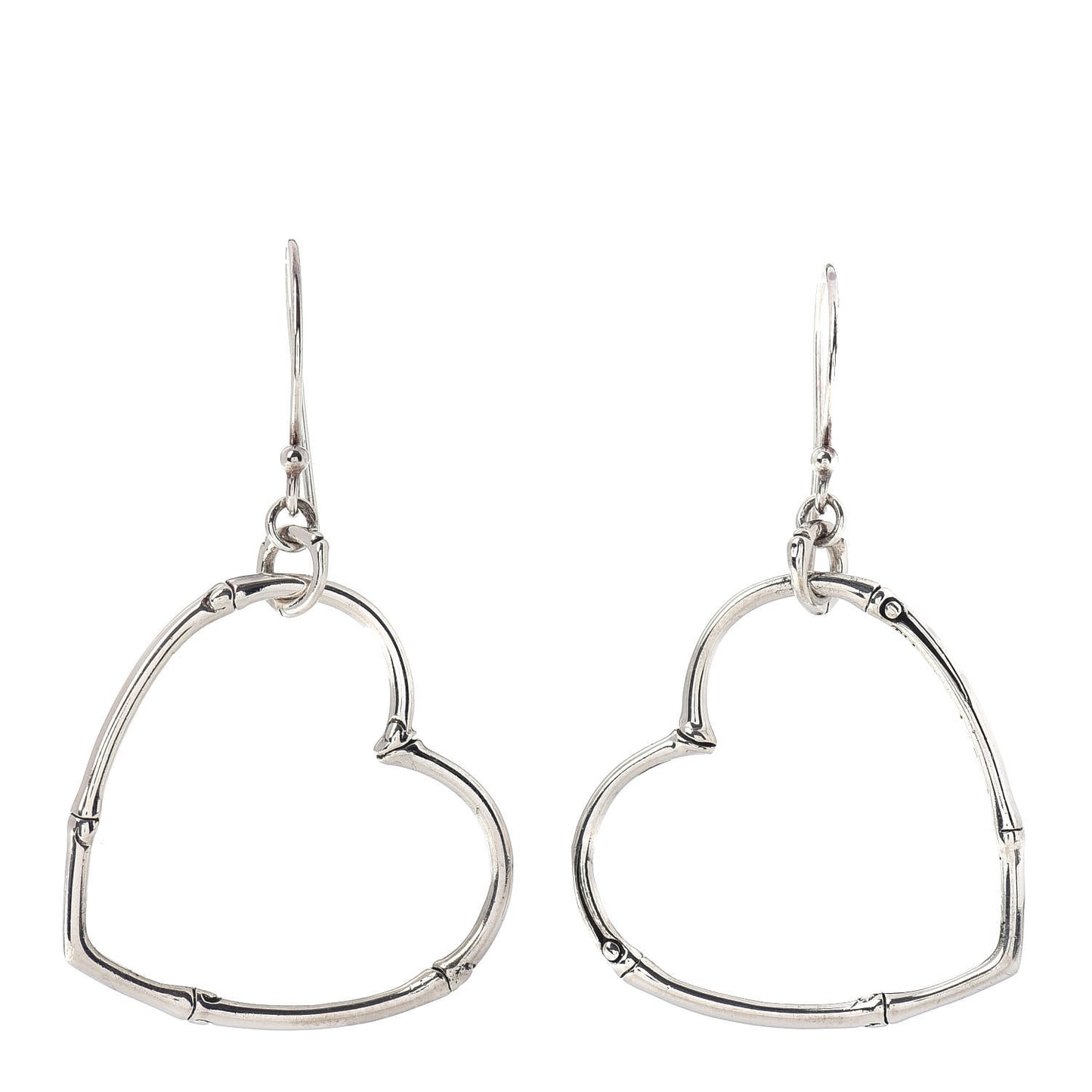 Sterling Silver Bamboo Heart Earrings