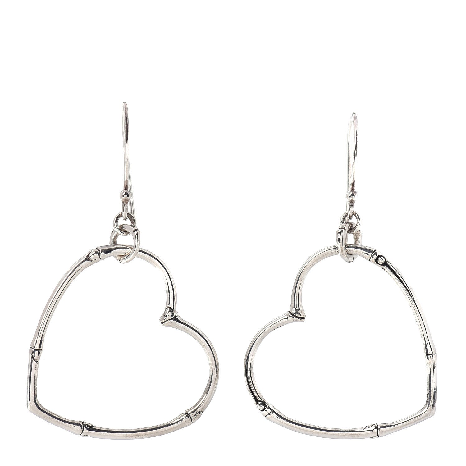 John Hardy Sterling Silver Bamboo Heart Earrings 1 of 4