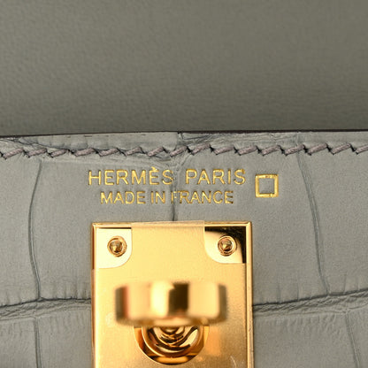 Hermes Matte Alligator Mini Kelly Sellier 20 Gris Ciment 6 of 11