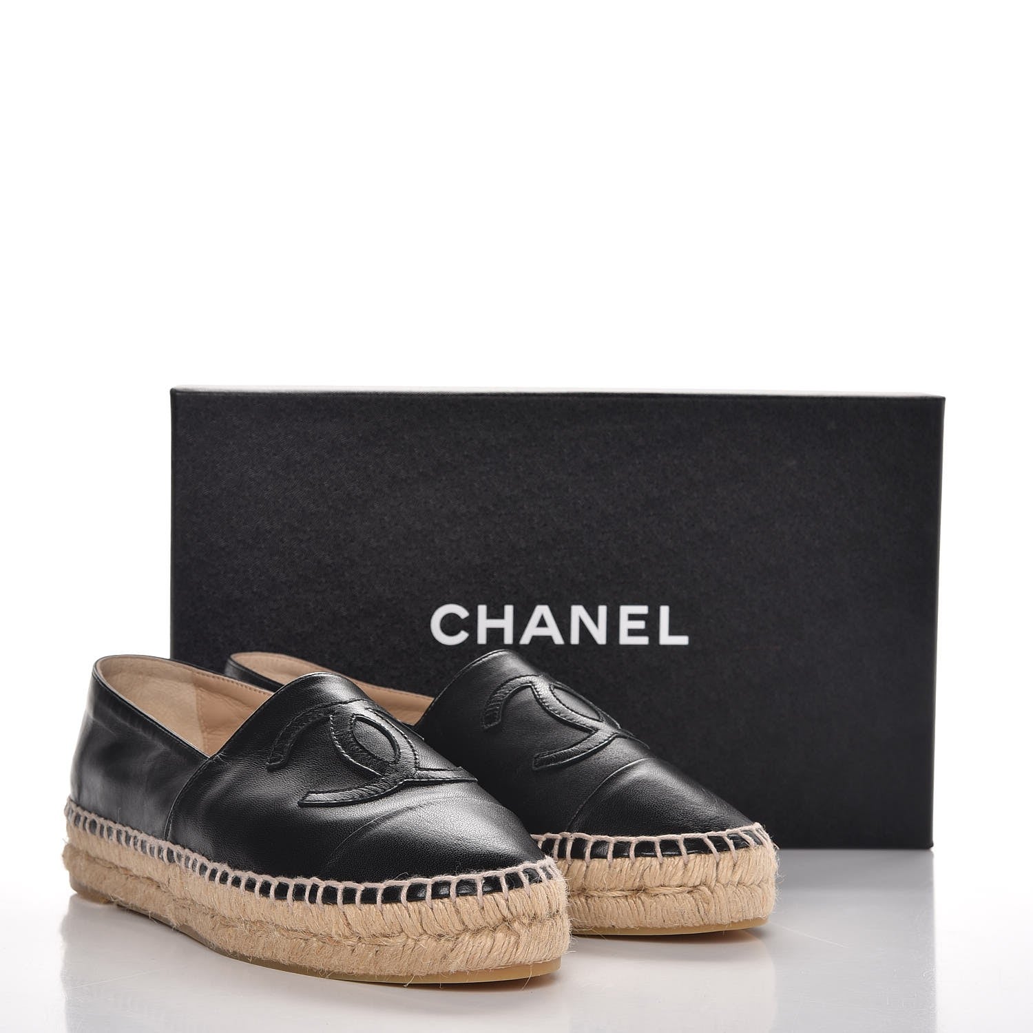 Chanel Lambskin CC Espadrilles 36 Black 9 of 9