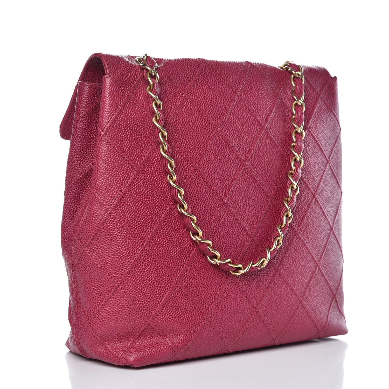 Chanel Caviar Diamond Stitched Shoulder Bag Dark Pink 3 of 15