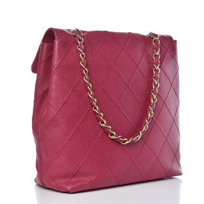 Chanel Caviar Diamond Stitched Shoulder Bag Dark Pink 3 of 15