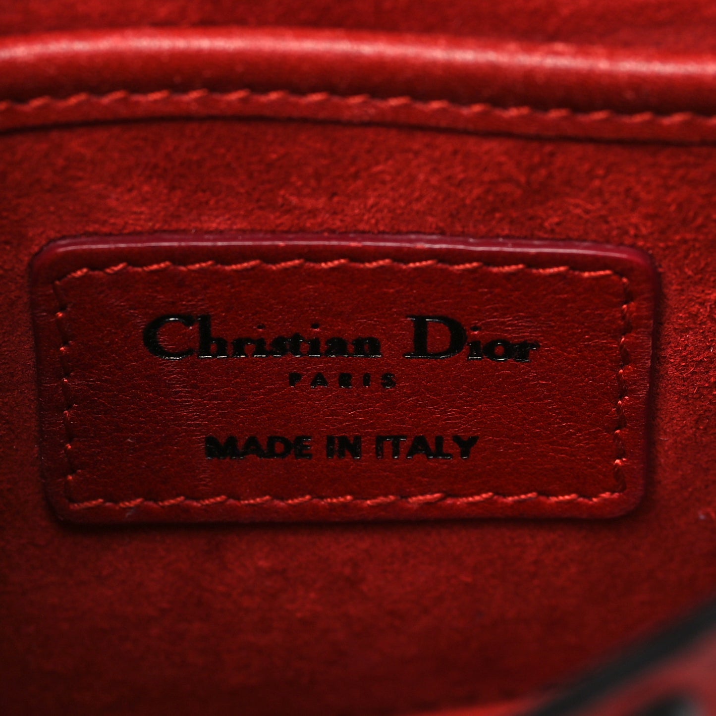 Calfskin Embossed Cannage Studded Mini J'Adior Chain Flap Bag Red