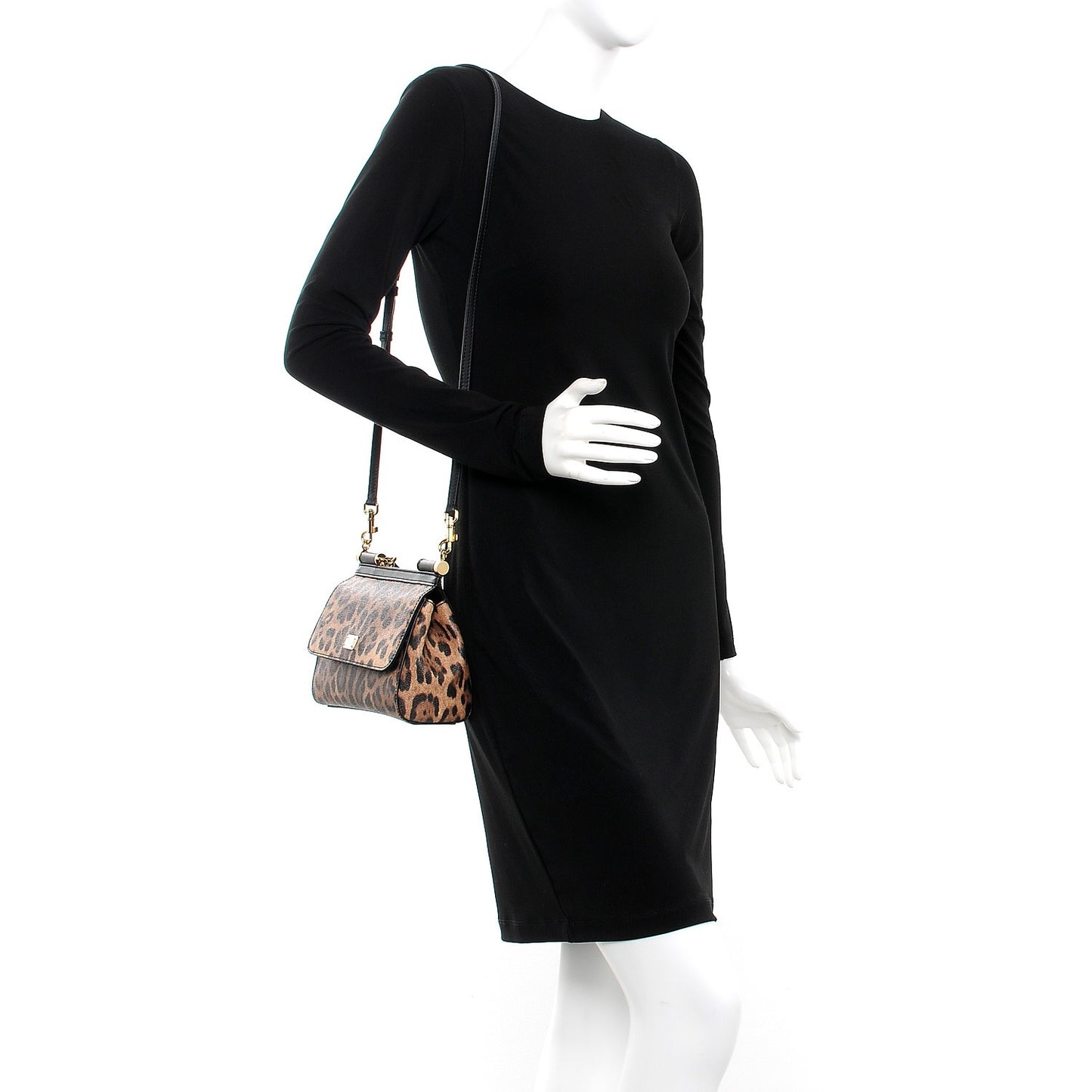 Dauphine Leopard Print Small Miss Sicily Satchel Black