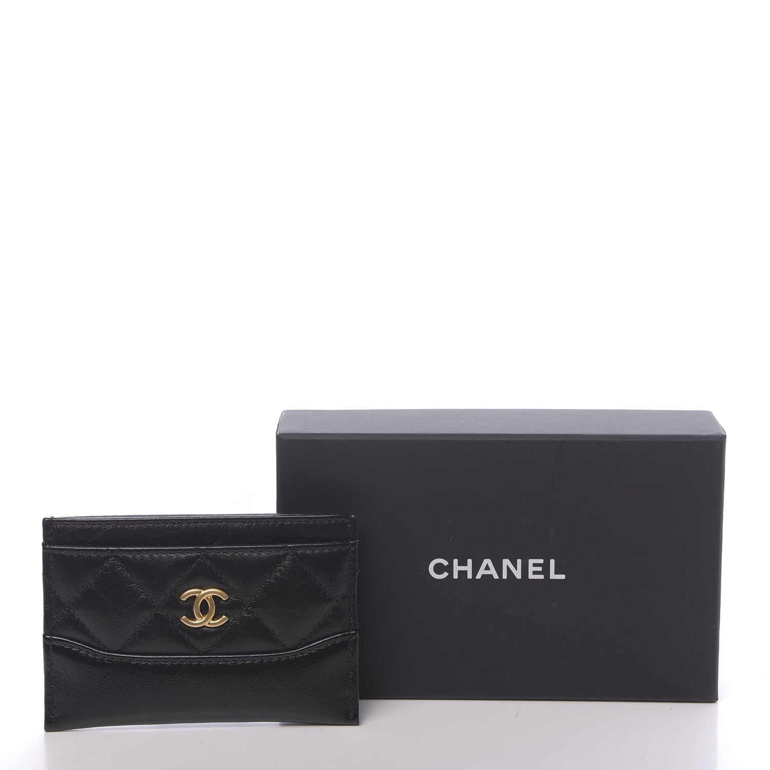Chanel Aged Calfskin Quilted Gabrielle Card Holder Black 9 of 9