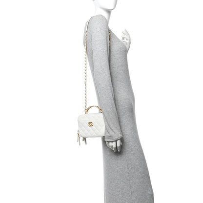 Chanel Caviar Quilted Chain Top Handle Vanity Case White 2 of 14