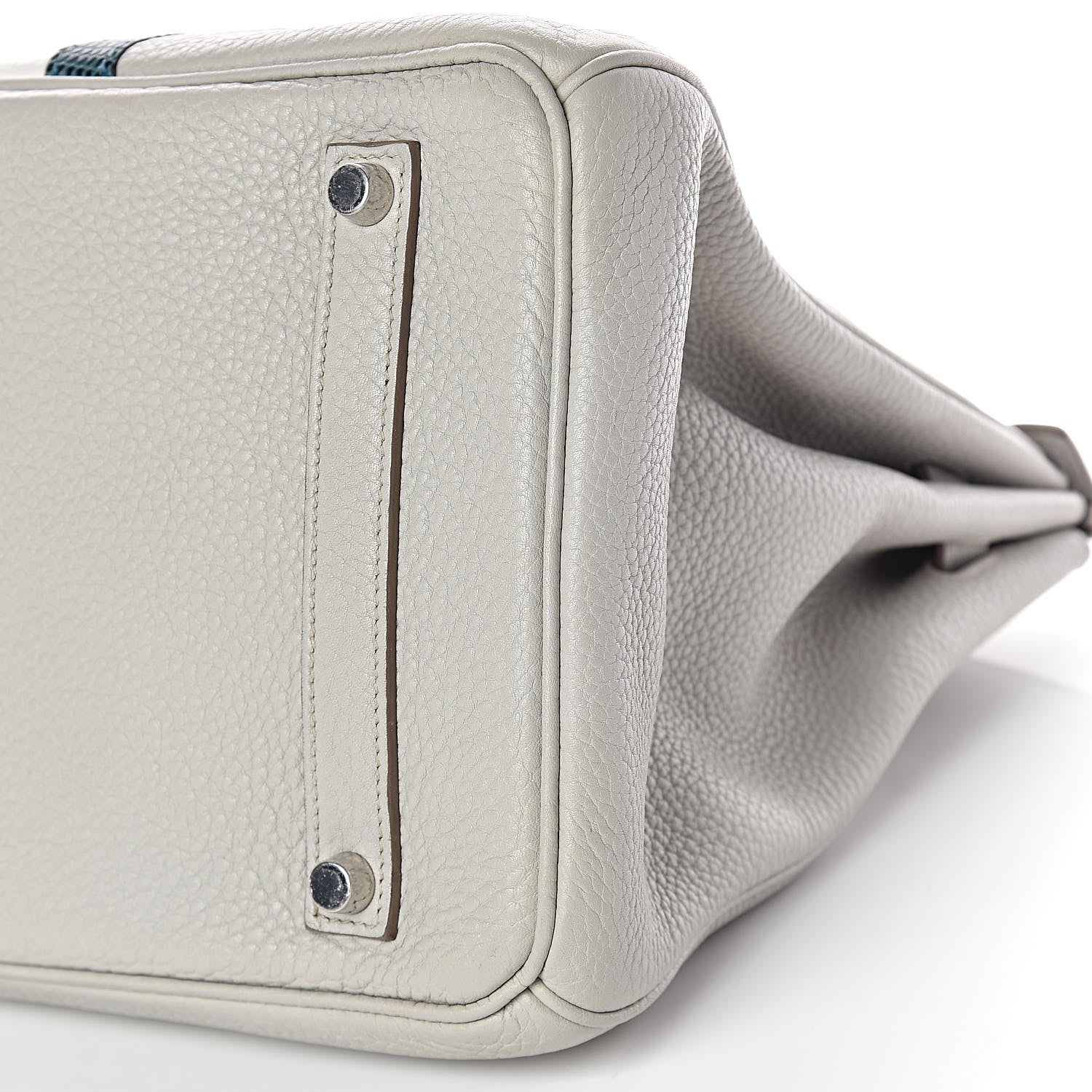 Hermes Taurillon Clemence Lizard Club Birkin 35 Gris Perle White Mykonos 38 of 39