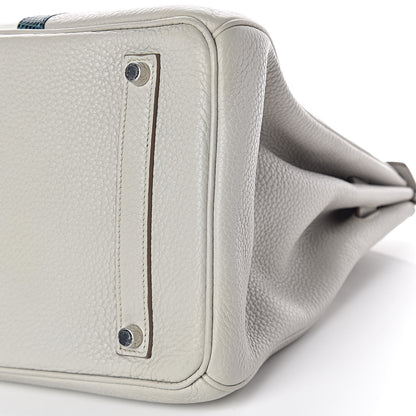 Hermes Taurillon Clemence Lizard Club Birkin 35 Gris Perle White Mykonos 38 of 39
