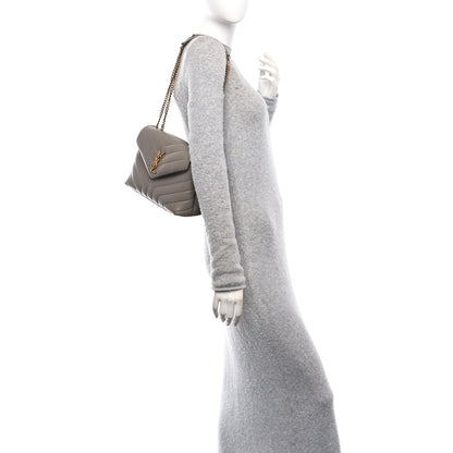 Saint Laurent Calfskin Y Quilted Monogram Small Loulou Chain Satchel Greyish Brown 2 of 10