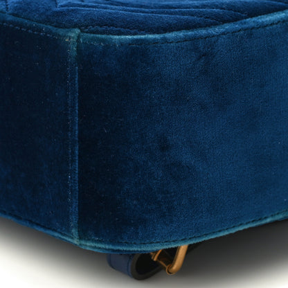 Gucci Velvet Matelasse GG Marmont Dome Backpack Cobalt Blue 10 of 10