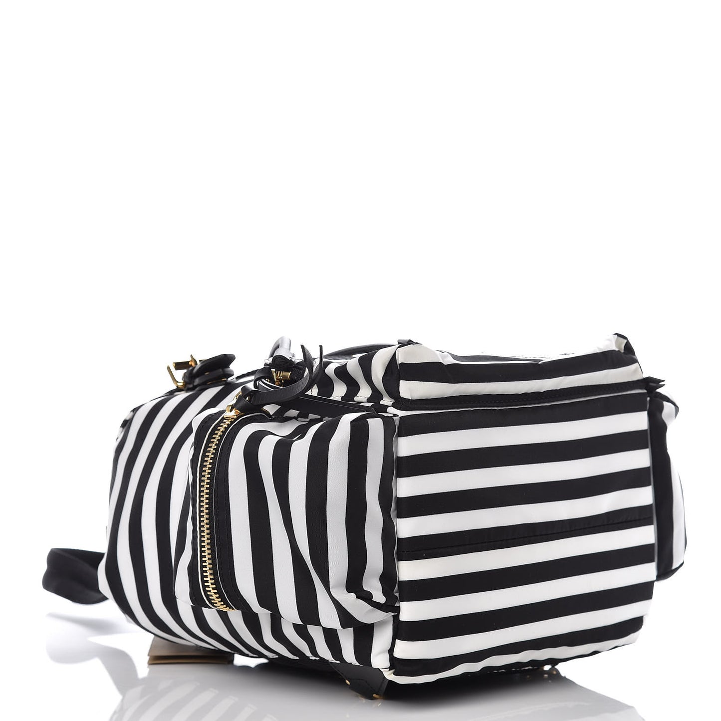 Nylon Striped Medium Rucksack Backpack Black White