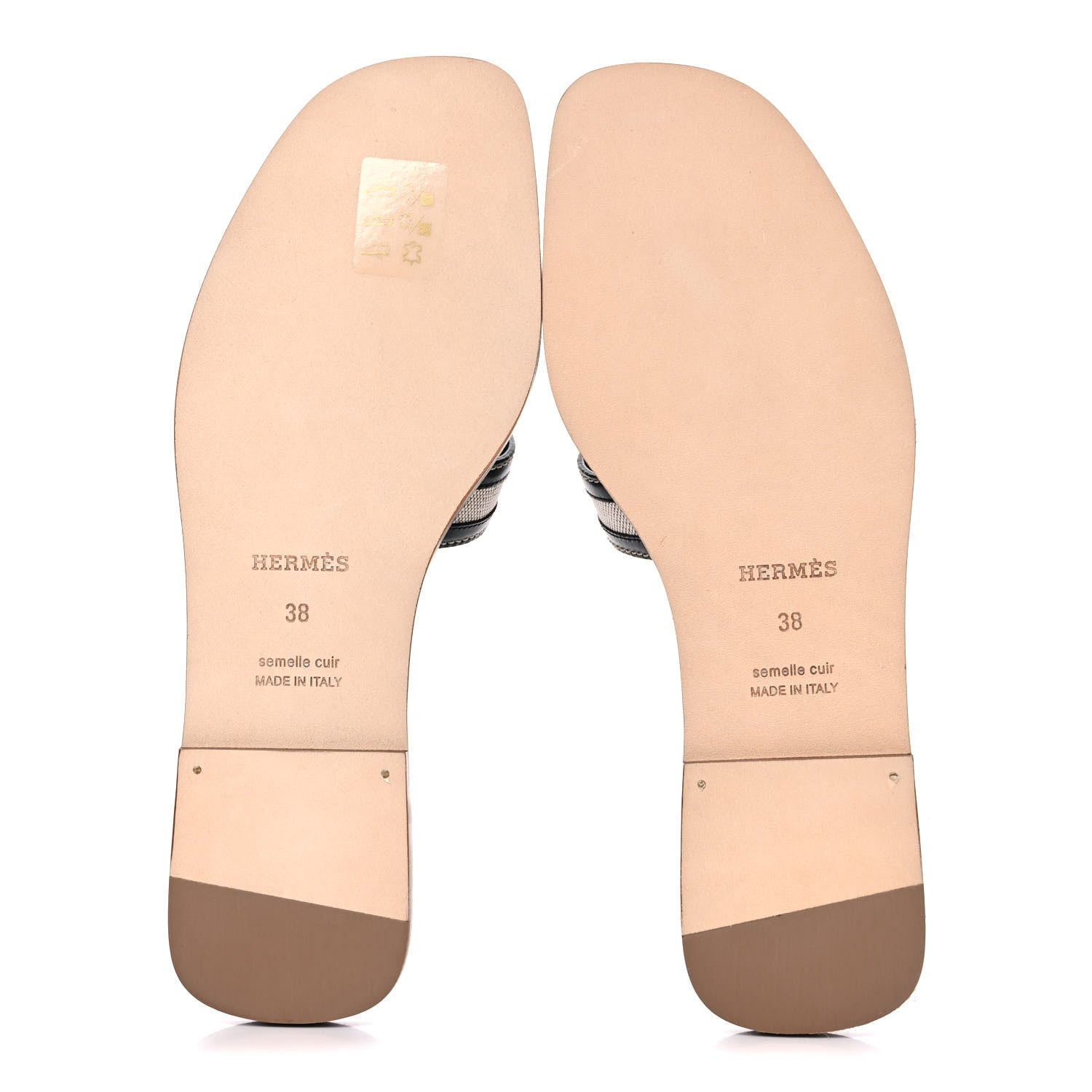 Hermes Calfskin Canvas Oran Sandals 38 Black 5 of 10